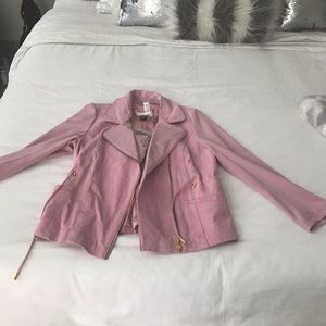 NWT-Iman Pink Leather Jacket Size Small